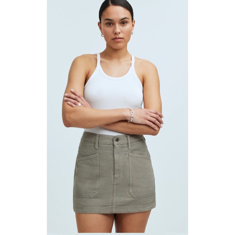 NWT Madewell x MN Dye Studio Denim Patch-Pocket Micro Mini Skirt Distant Surplus
